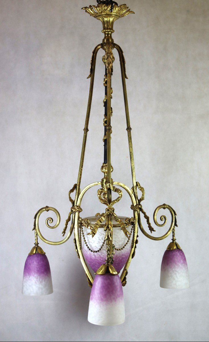 Schneider, Important Louis XVI Style Chandelier, Signed, 20th-photo-2