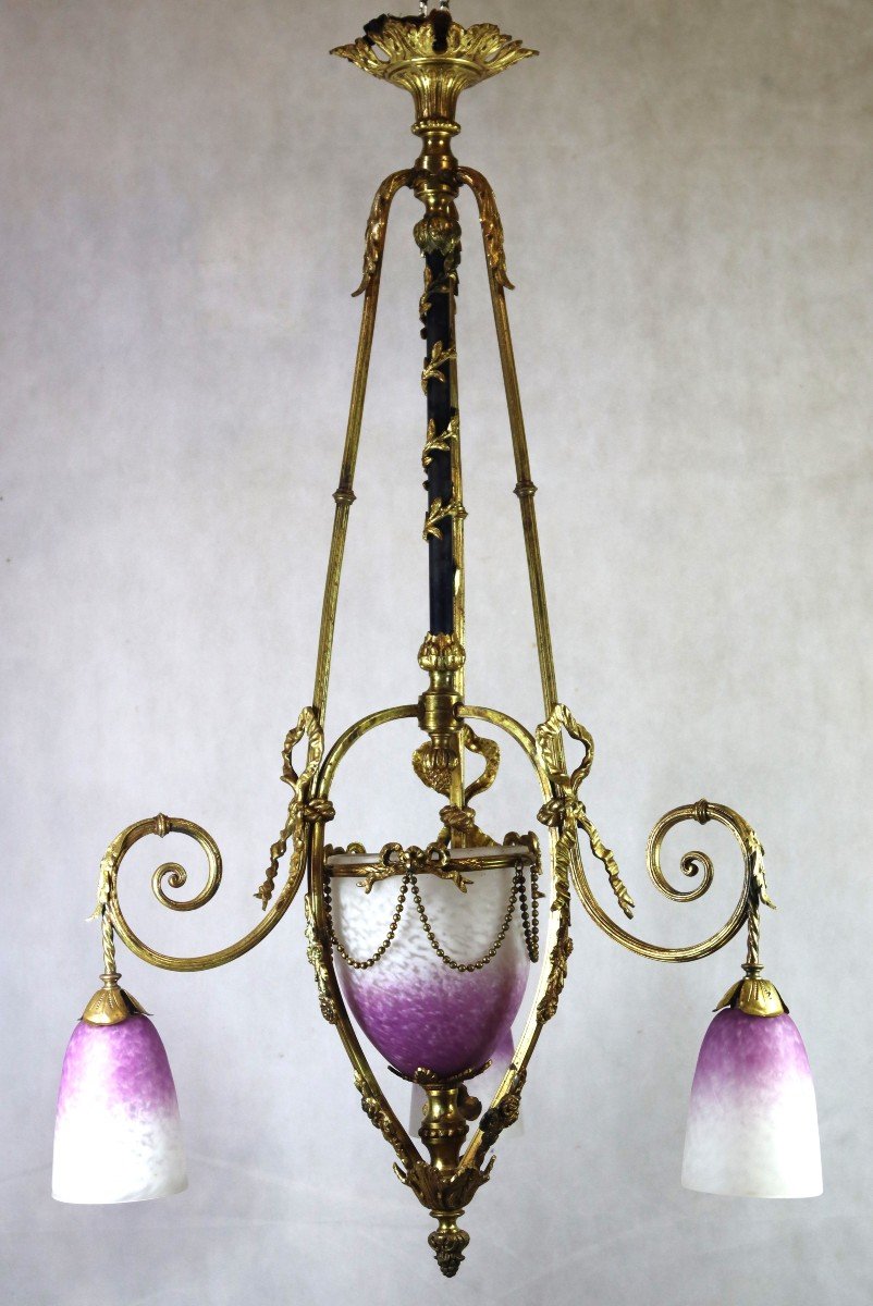 Schneider, Important Louis XVI Style Chandelier, Signed, 20th