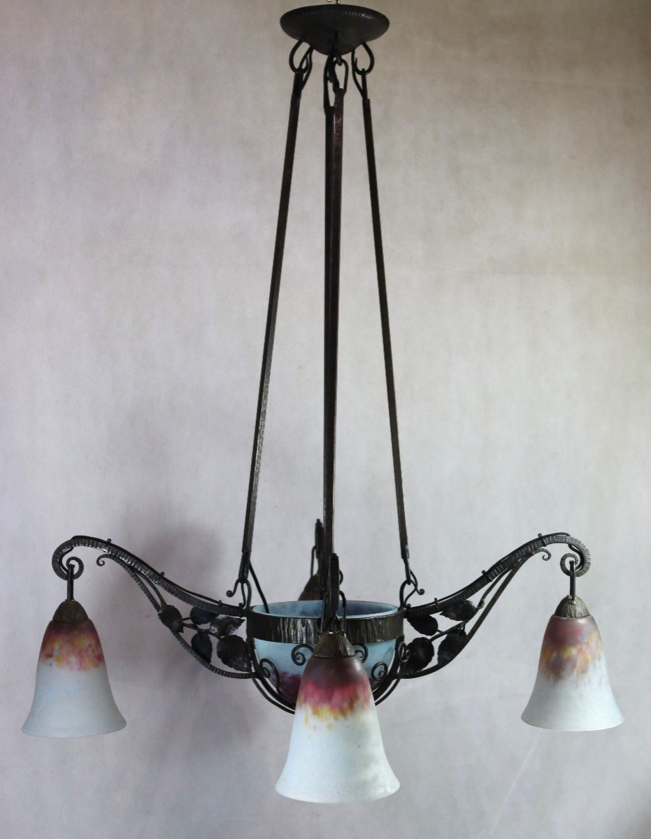 Daum Nancy, Art Nouveau Chandelier, Circa 1910-photo-6