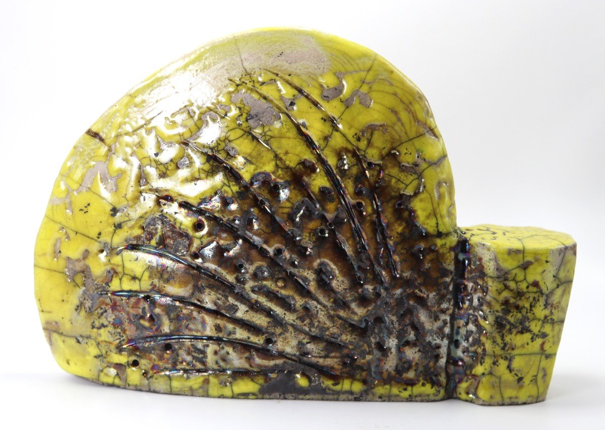 Raku Ceramic Sculpture, Signed, 20th-photo-4