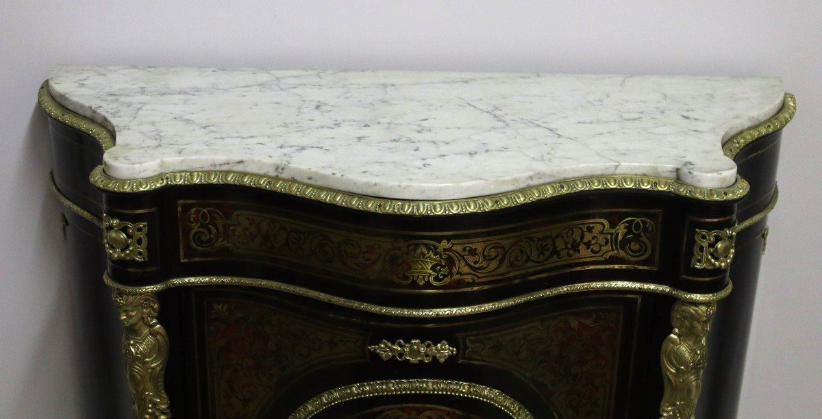 Support Height Furniture In Boulle Marquetry, Nap III, 19th Century-photo-1