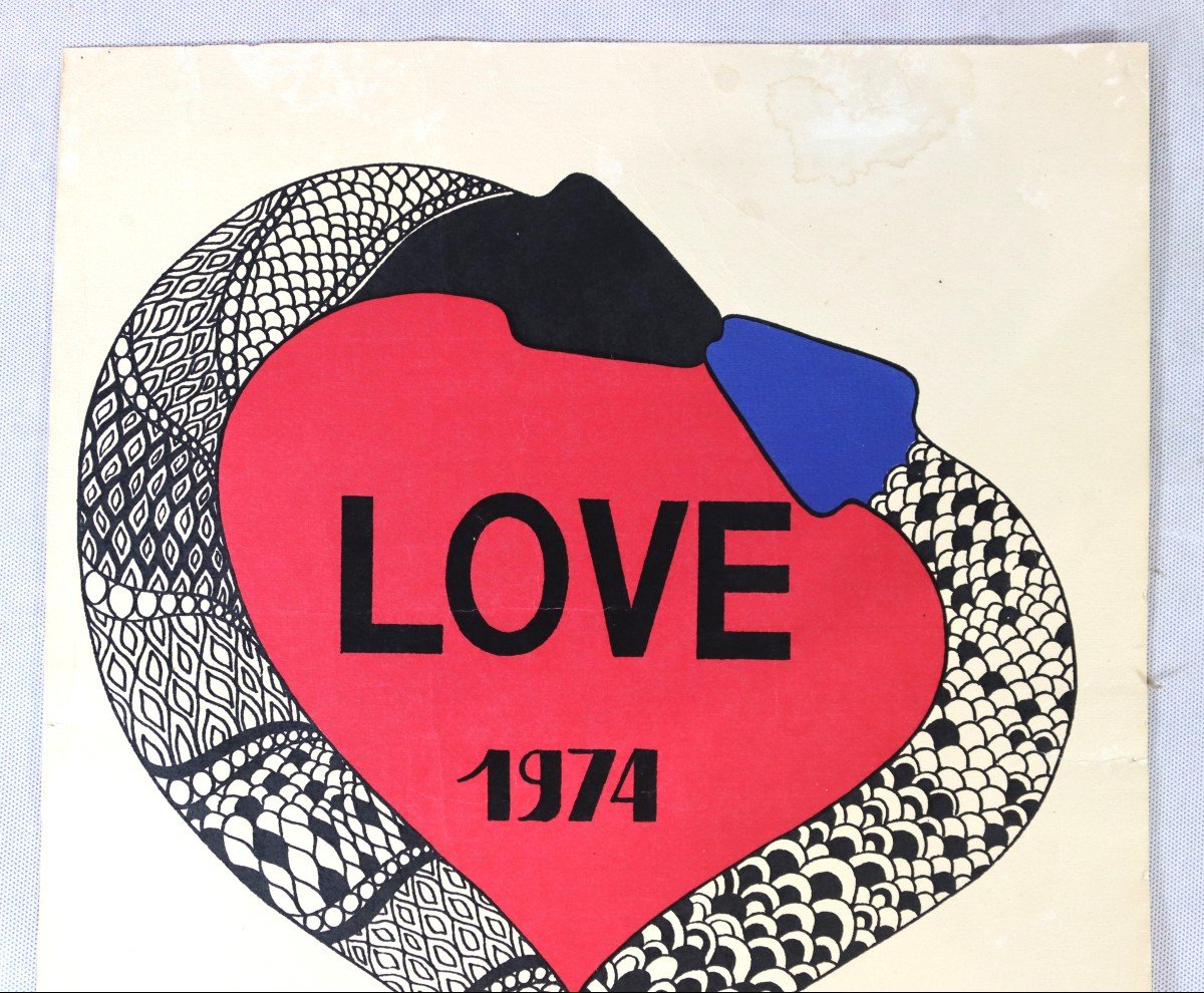 Yves Saint-laurent (1936 - 2008), Affiche Originale "love" - 1974-photo-3