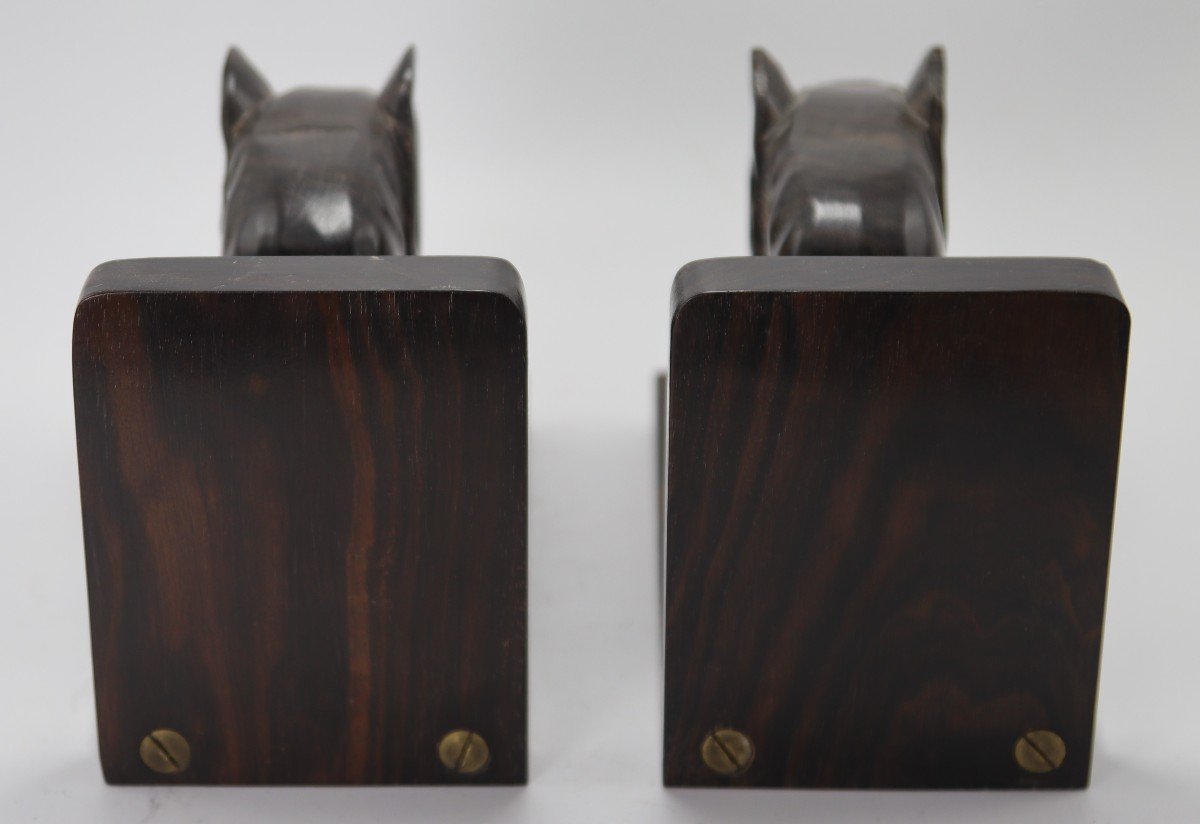 Art Deco, Pair Of Macassar Ebony Bookends, 20th Century-photo-4