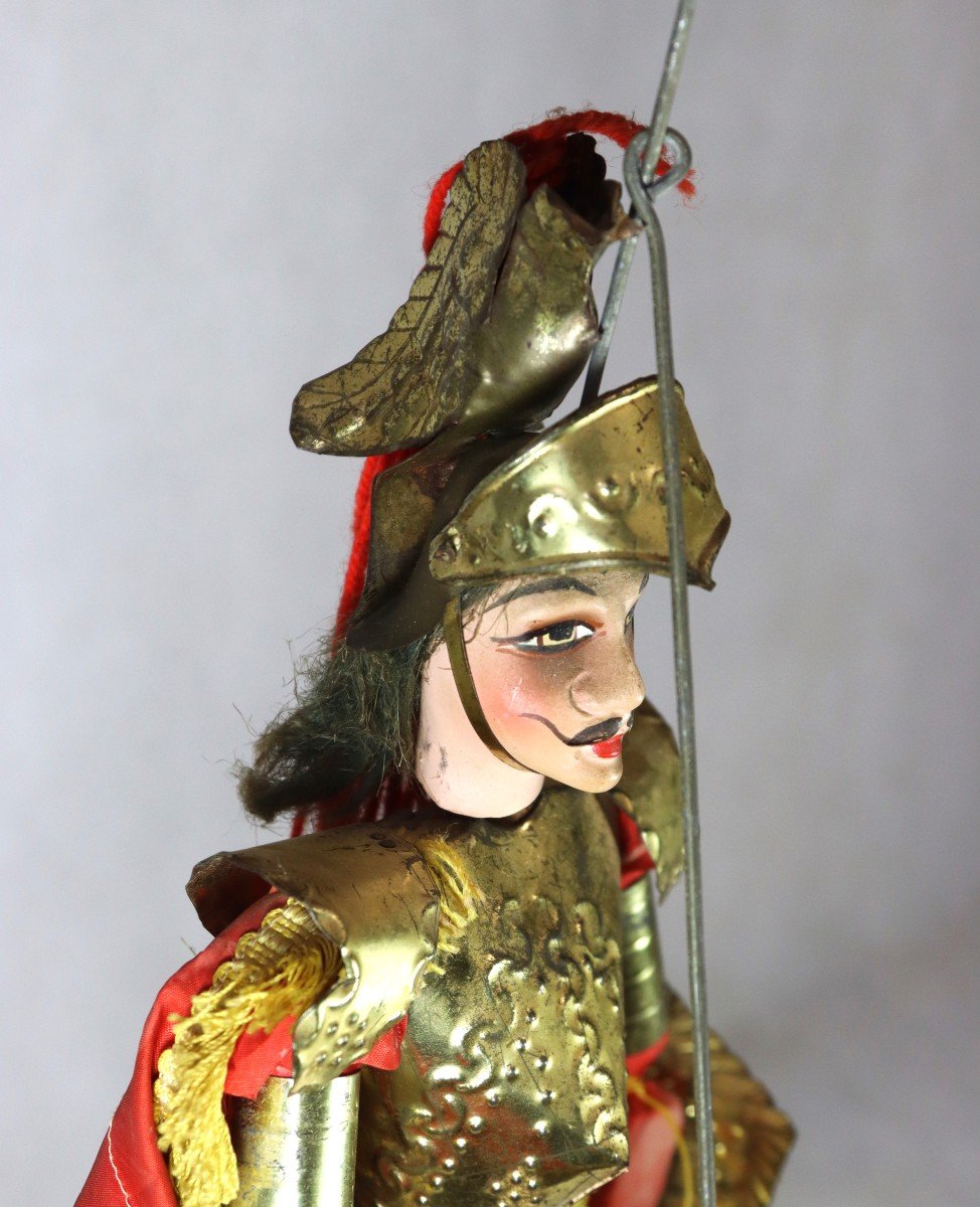 Sicilian Puppet "warrior In Golden Armor", 20th Century-photo-3