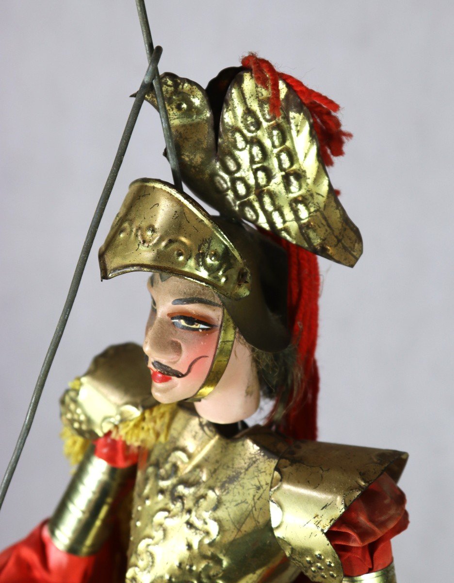 Sicilian Puppet "warrior In Golden Armor", 20th Century-photo-1