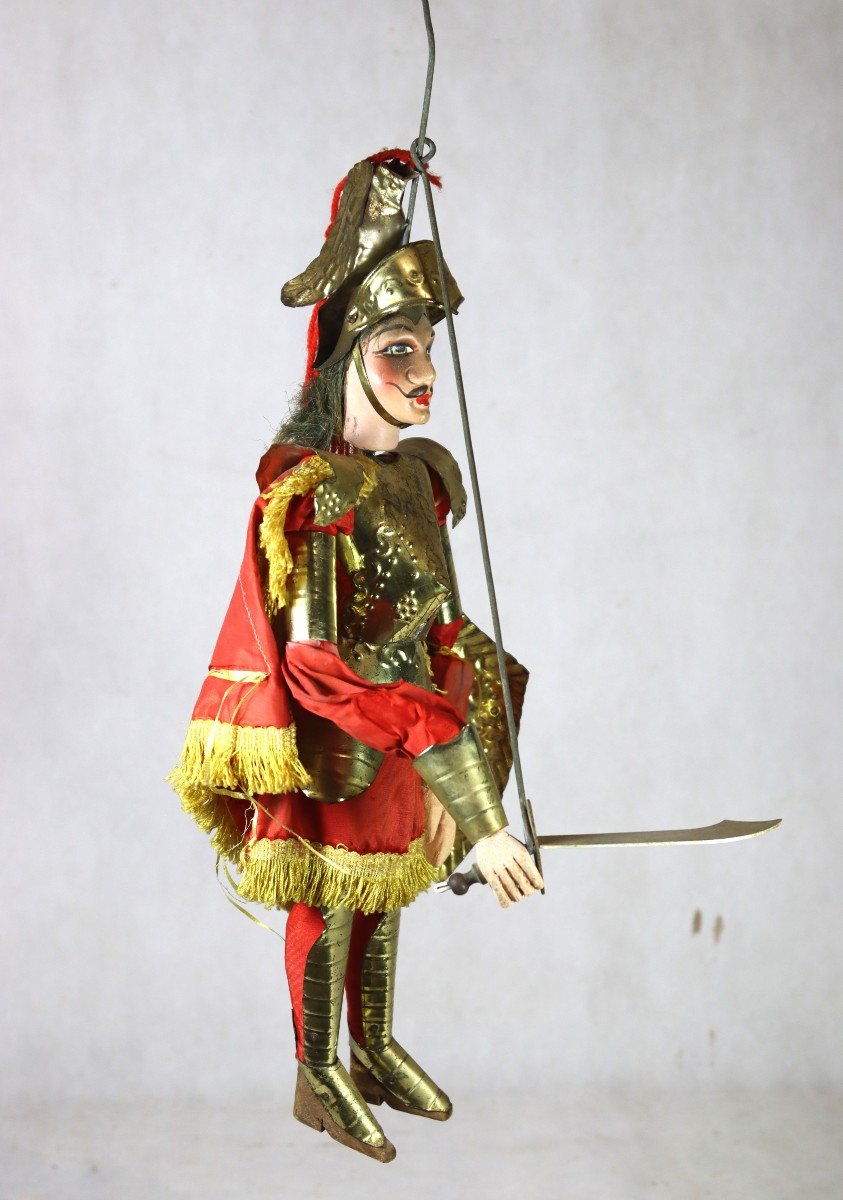 Sicilian Puppet "warrior In Golden Armor", 20th Century-photo-3