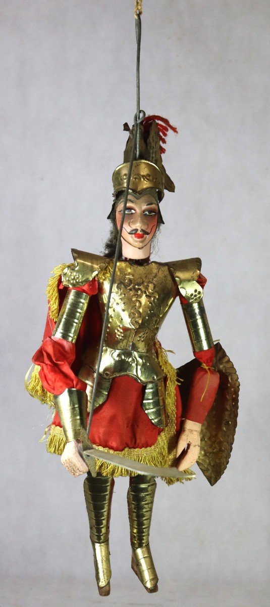 Sicilian Puppet "warrior In Golden Armor", 20th Century