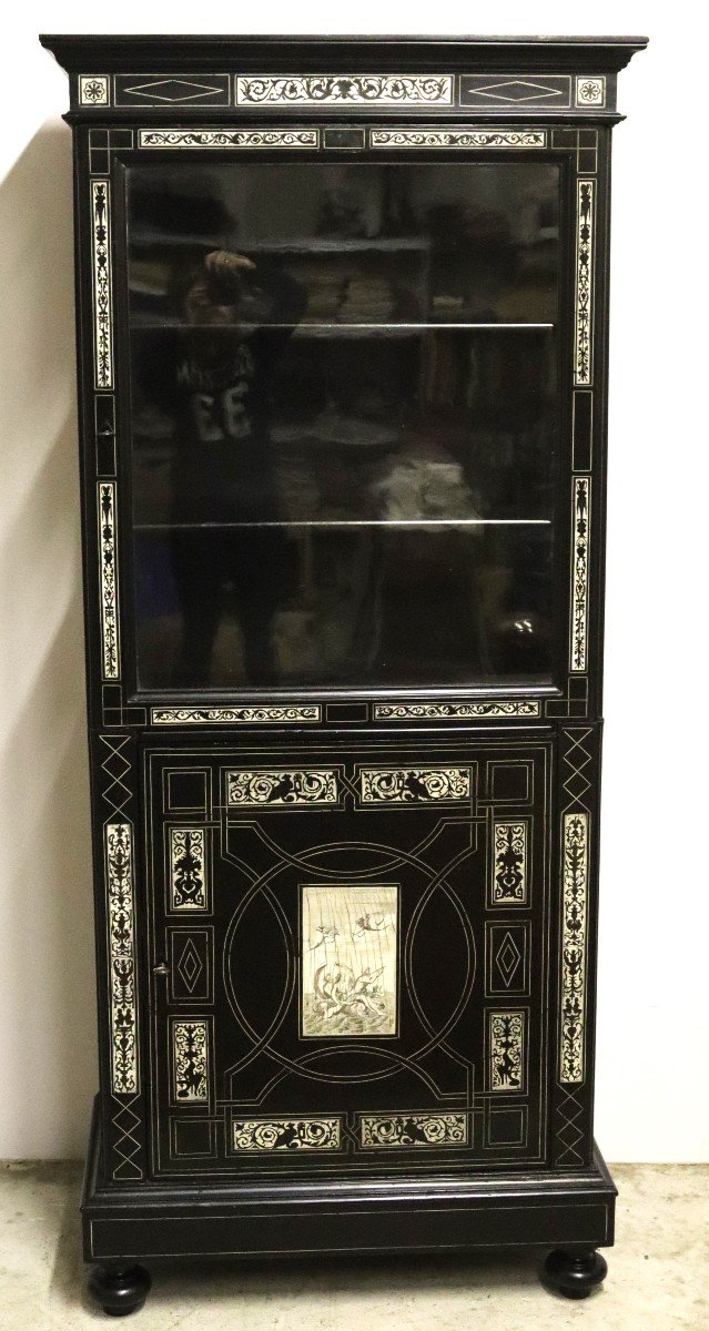 Italy 19th Century, Display Cabinet Decorated With A Mythological Scene "the Triumph Of Galatea"-photo-3