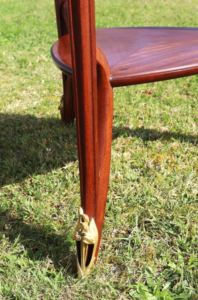 Louis Majorelle (1859-1926), Tripod Pedestal Table With Clematis, Signed, Circa 1900-photo-4