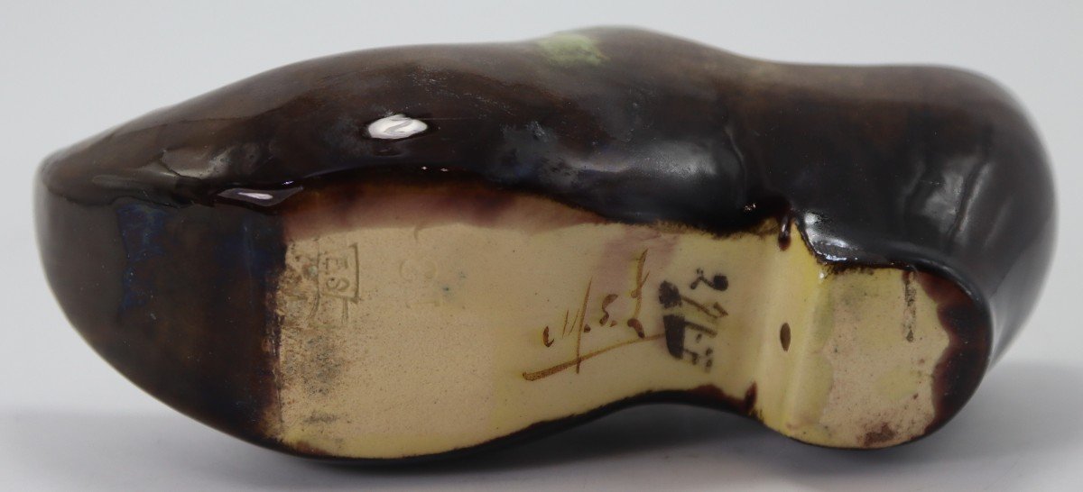 Montigny-sur-loing - Workshop Of Louis-eugène Schopin, Earthenware Clog. 19th Century-photo-1