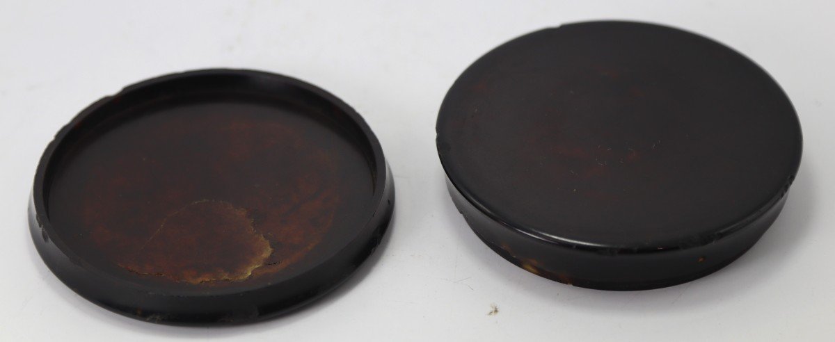 Round Box In Tortoiseshell And Gold, 19th Century-photo-3