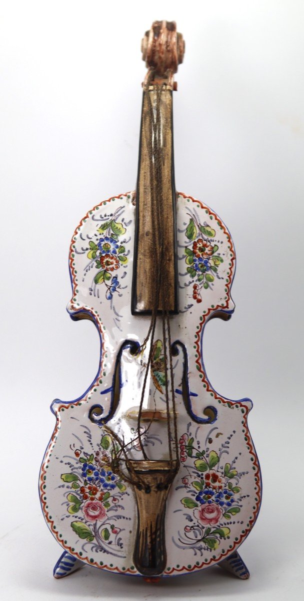 Armand Hiver (xix-xxe), Violon En Faïence De Nevers, Fin XIXe-photo-2