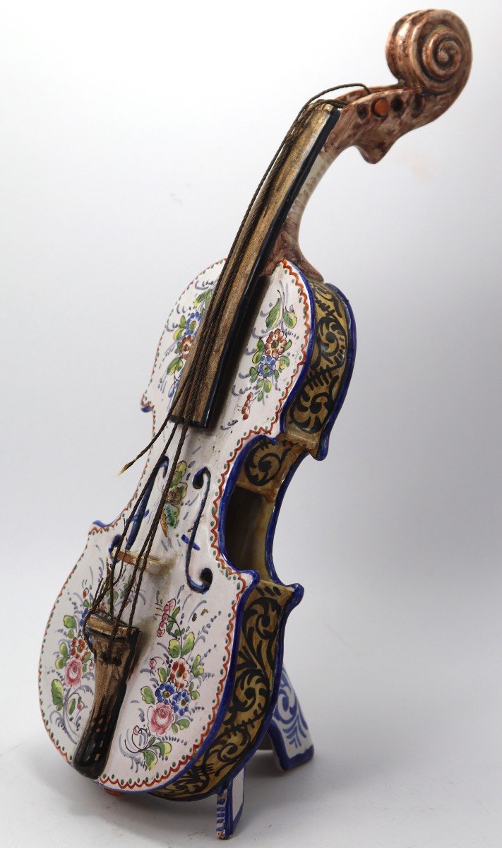 Armand Hiver (xix-xxe), Violon En Faïence De Nevers, Fin XIXe