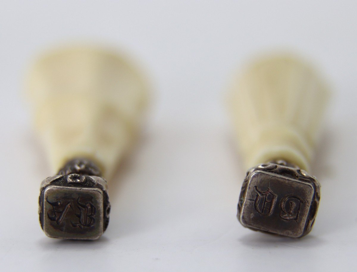 Two Ivory And Silver Seals, Circa 1900-photo-4