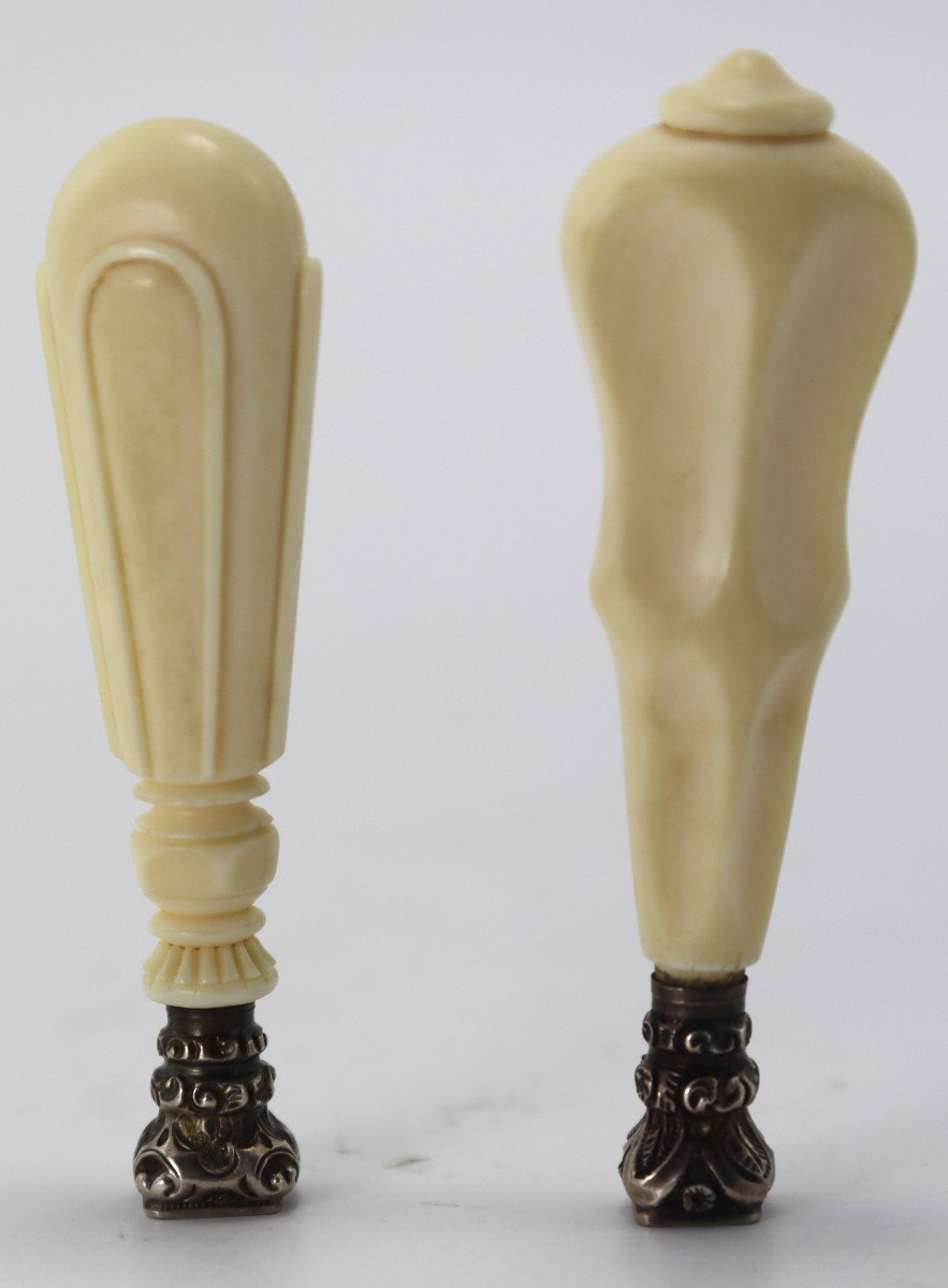 Two Ivory And Silver Seals, Circa 1900