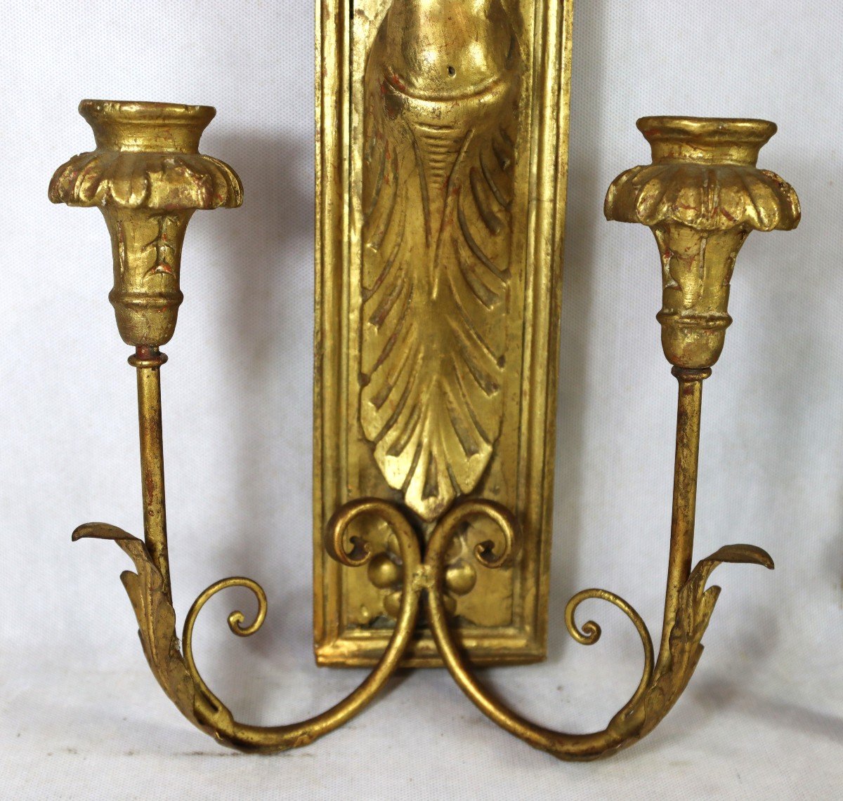 Pair Of Gilded Wood Wall Lights "female Bust", Late 18th Century-photo-2