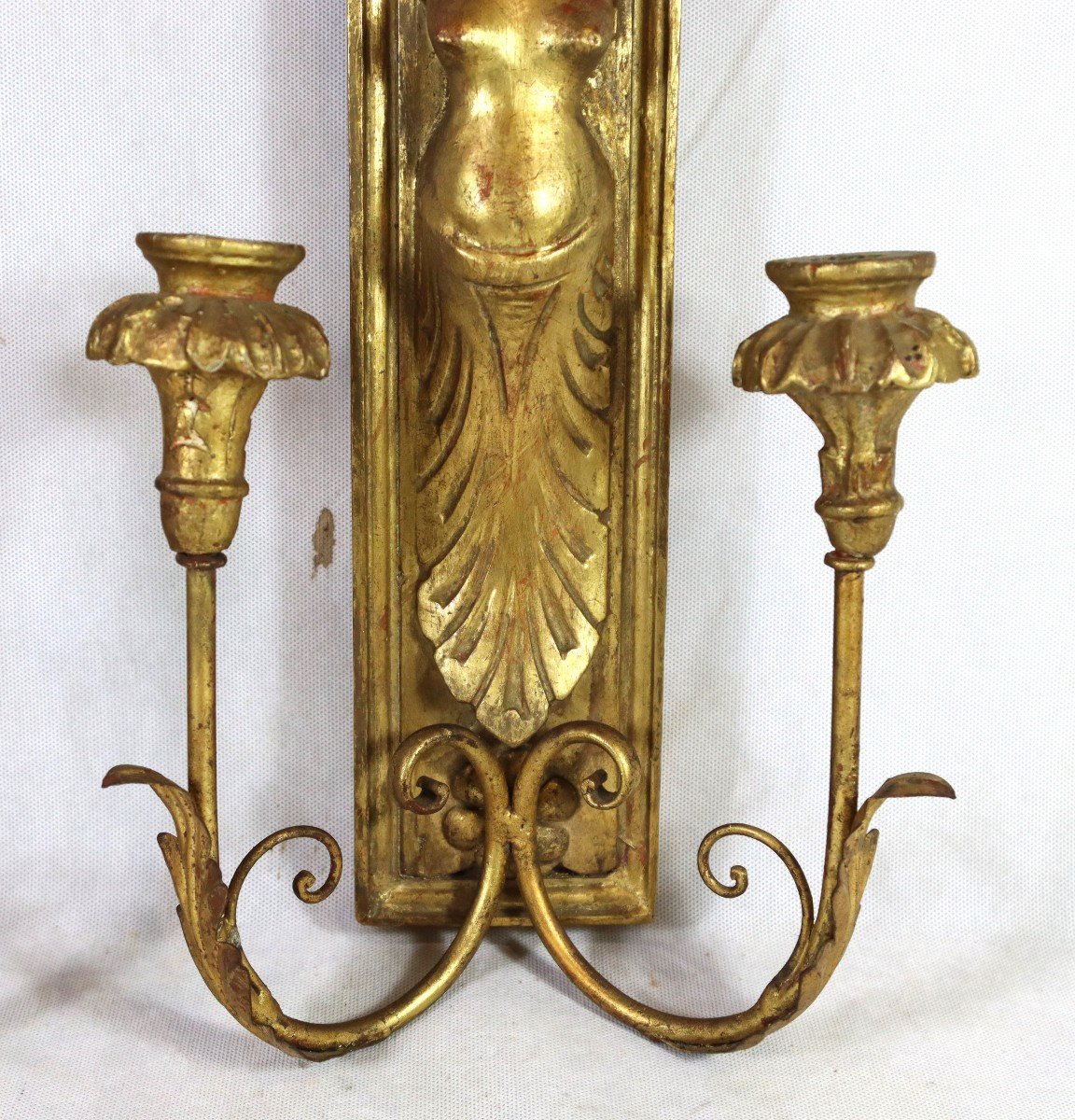 Pair Of Gilded Wood Wall Lights "female Bust", Late 18th Century-photo-6