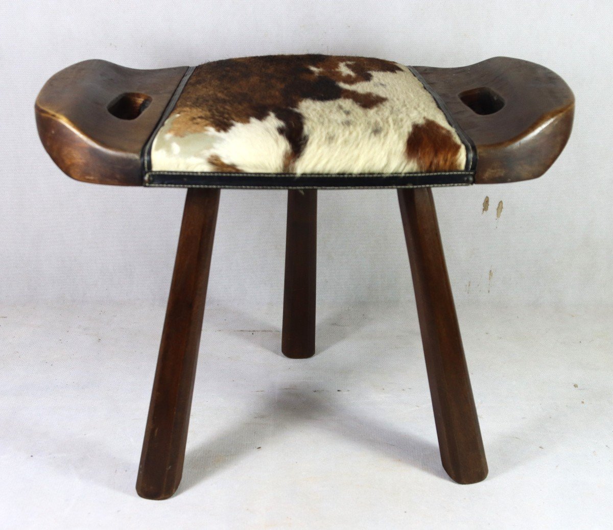 Cowhide Tripod Stool, 1950s