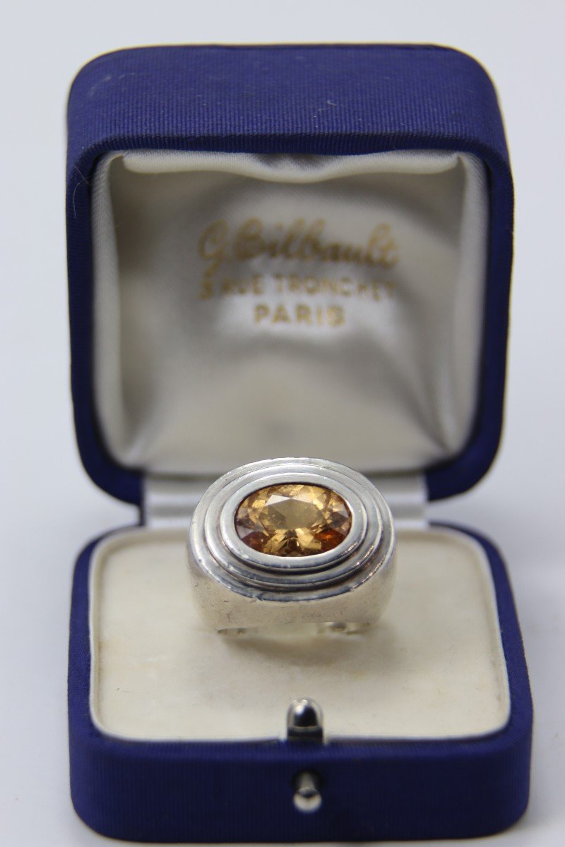 Silver And Citrine Signet Ring, Goldsmith And, 1950