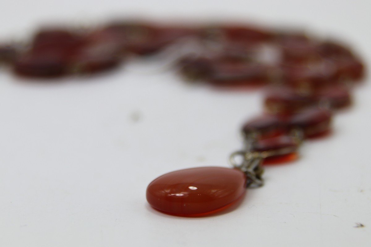 Large Agate Or Carnelian Necklace, 20th Century-photo-2