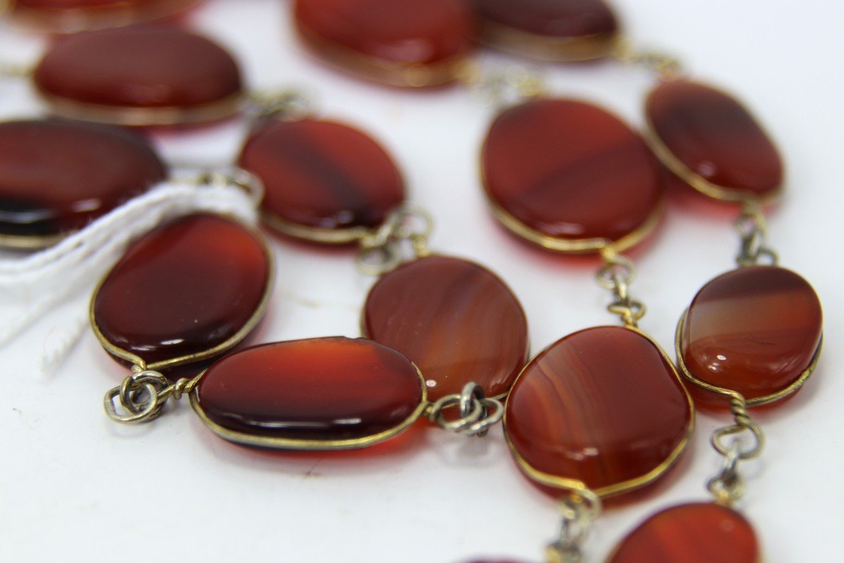 Large Agate Or Carnelian Necklace, 20th Century-photo-3