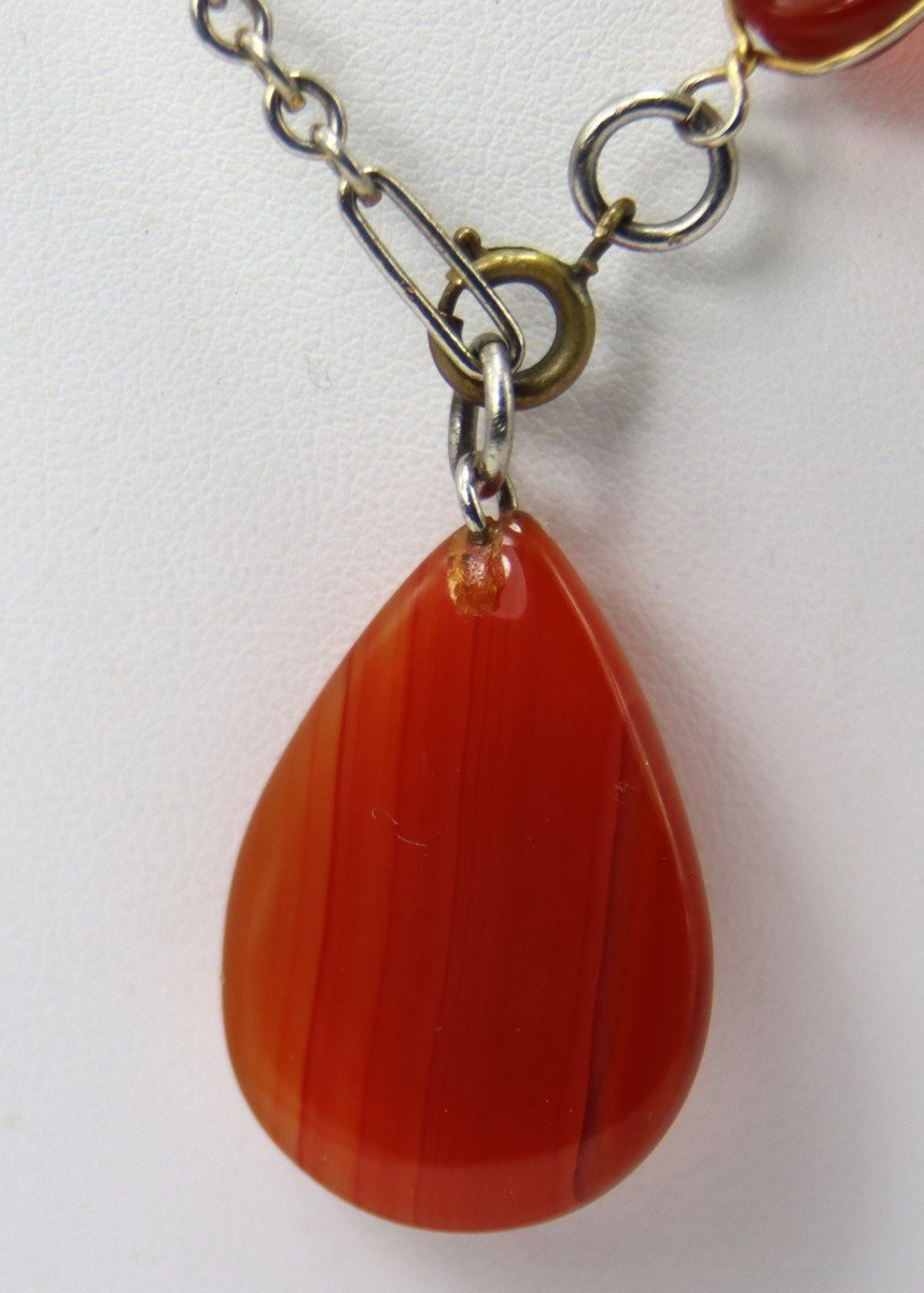 Large Agate Or Carnelian Necklace, 20th Century-photo-1