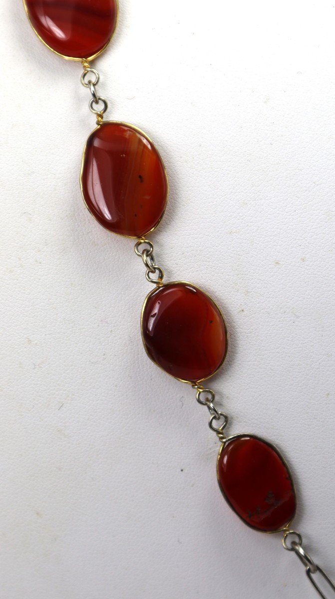 Large Agate Or Carnelian Necklace, 20th Century-photo-2