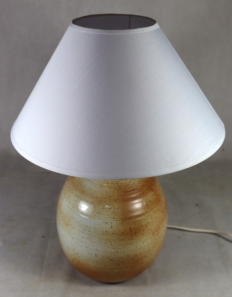 Rémi Trotereau (1956), Turned Stoneware Lamp, Signed, Circa 1970-photo-2