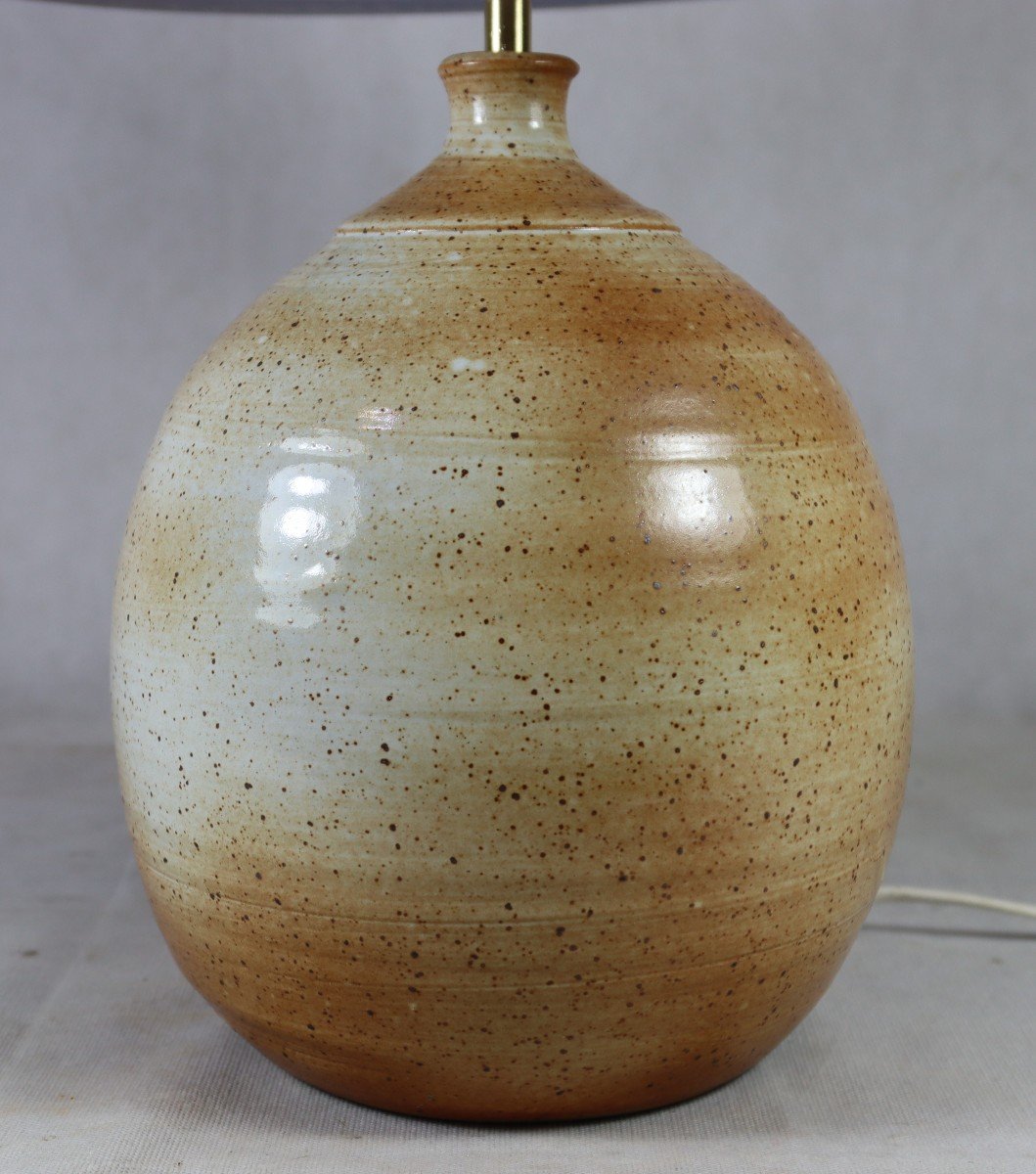 Rémi Trotereau (1956), Turned Stoneware Lamp, Signed, Circa 1970-photo-3