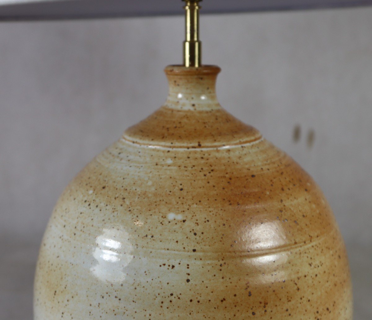 Rémi Trotereau (1956), Turned Stoneware Lamp, Signed, Circa 1970-photo-1