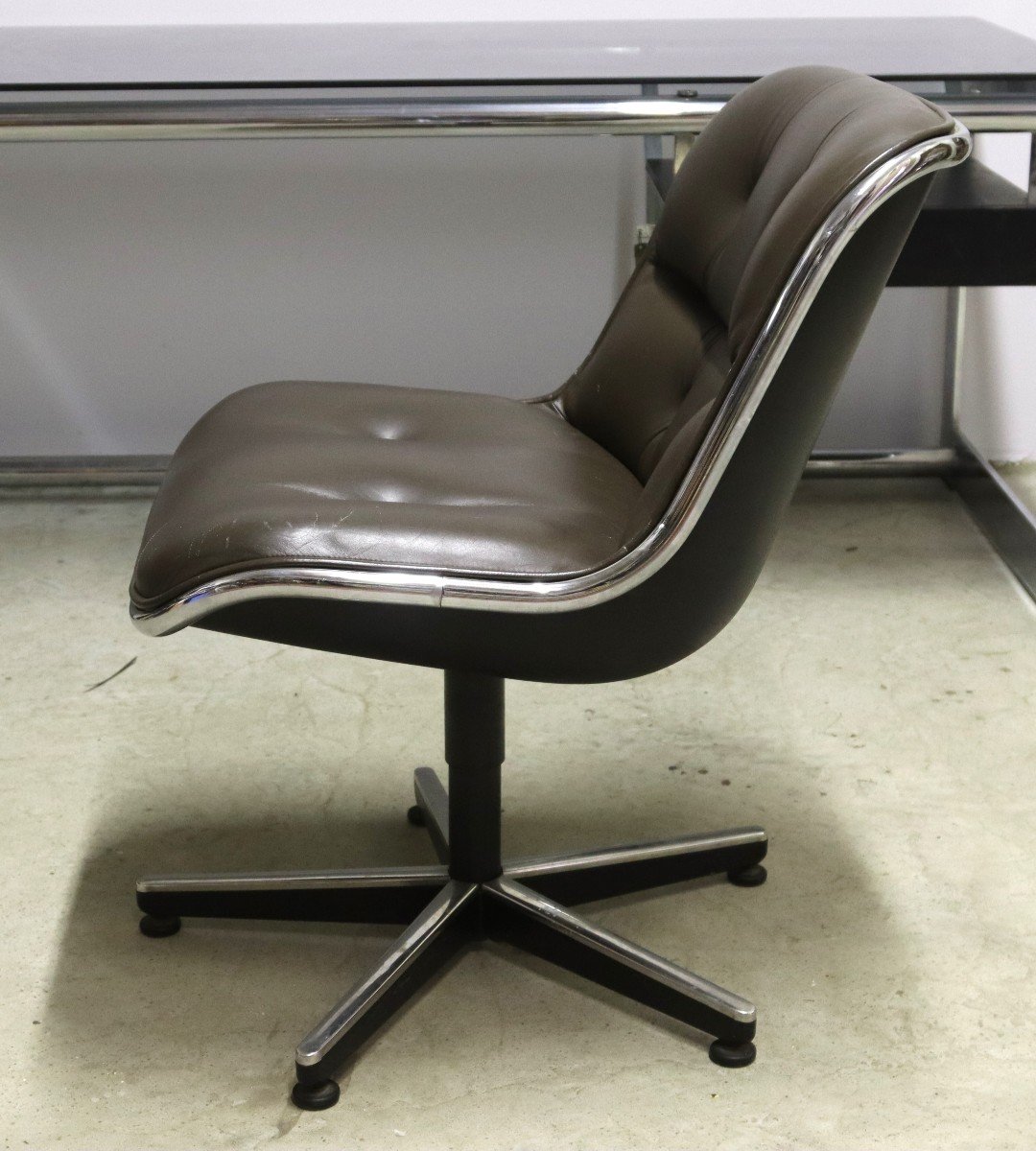 Charles Pollock (1930-2013) Chaise Modele Executive Chair Edition Knoll, vers 1960-photo-2