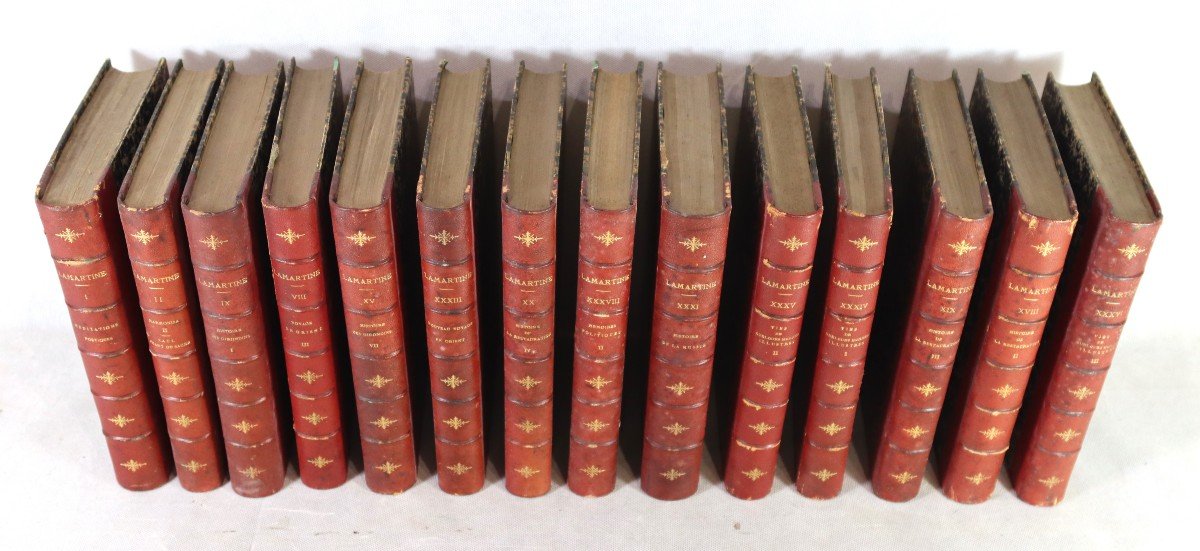 Lamartine Alphonse De, 14 Volumes "complete Works", Signed By The Author, 19th Century-photo-2