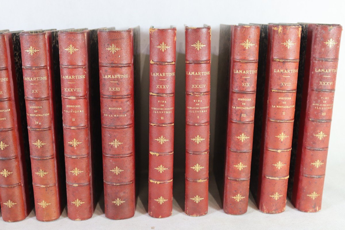 Lamartine Alphonse De, 14 Volumes "complete Works", Signed By The Author, 19th Century-photo-4