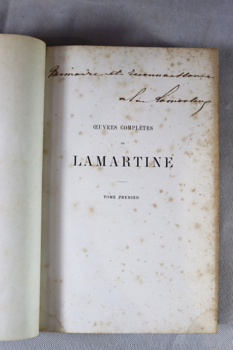 Lamartine Alphonse De, 14 Volumes "complete Works", Signed By The Author, 19th Century-photo-1