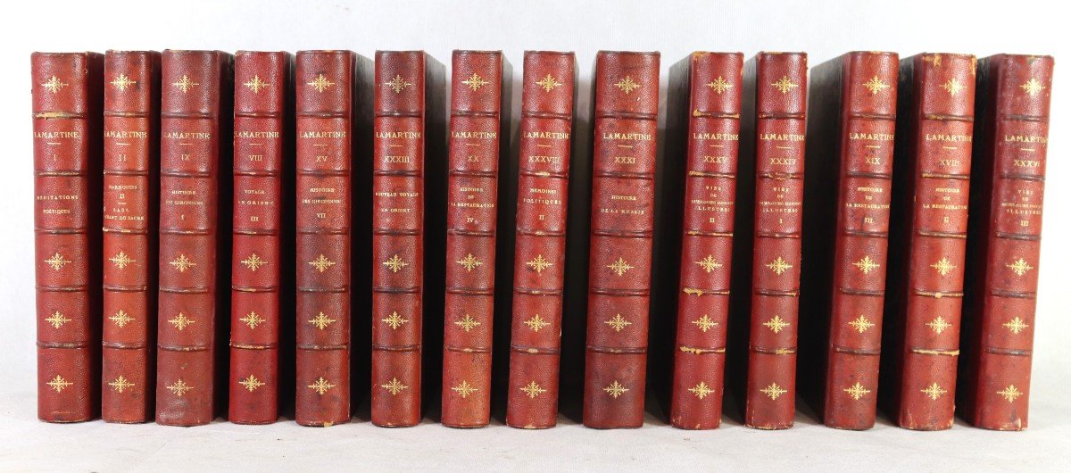 Lamartine Alphonse De, 14 Volumes "complete Works", Signed By The Author, 19th Century