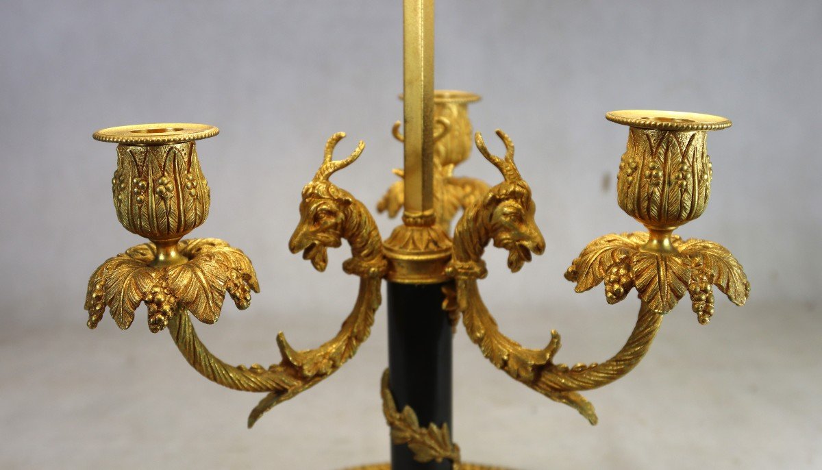 Bronze Bouillotte Lamp In The Style Of Pierre Gouthière, Early 20th Century-photo-3