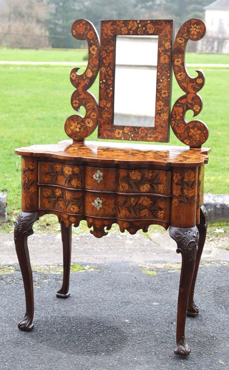 Marquetry Dressing Table, Dutch Work, Early 19th Century-photo-2