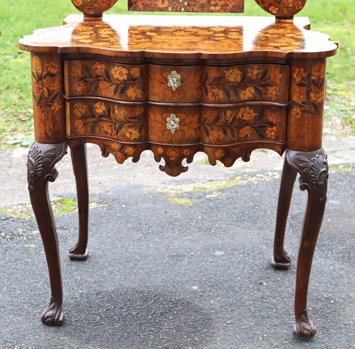 Marquetry Dressing Table, Dutch Work, Early 19th Century-photo-3