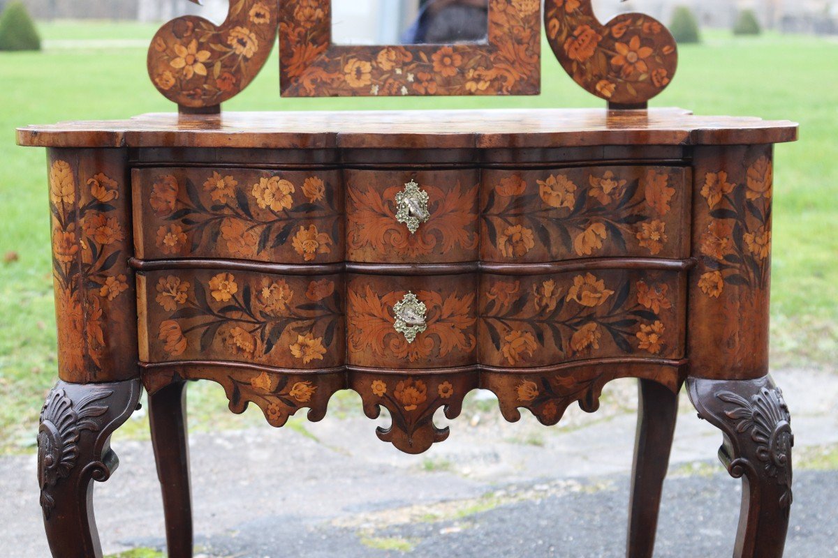 Marquetry Dressing Table, Dutch Work, Early 19th Century-photo-1