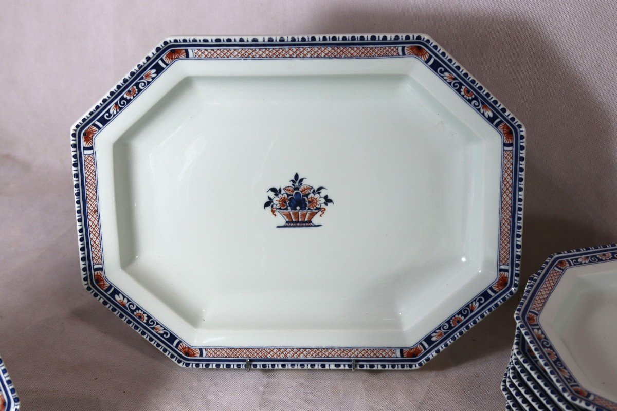 Partie De Service En Porcelaine De Limoges Modèle " Vieux Rouen XVIIIe ", 51 Pièces, XXe-photo-5