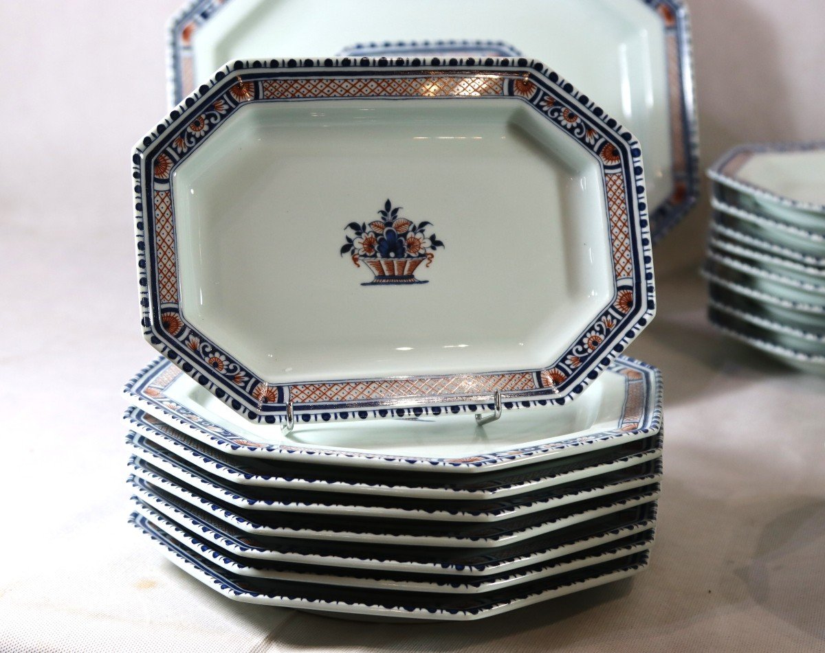 Partie De Service En Porcelaine De Limoges Modèle " Vieux Rouen XVIIIe ", 50 Pièces, XXe-photo-7