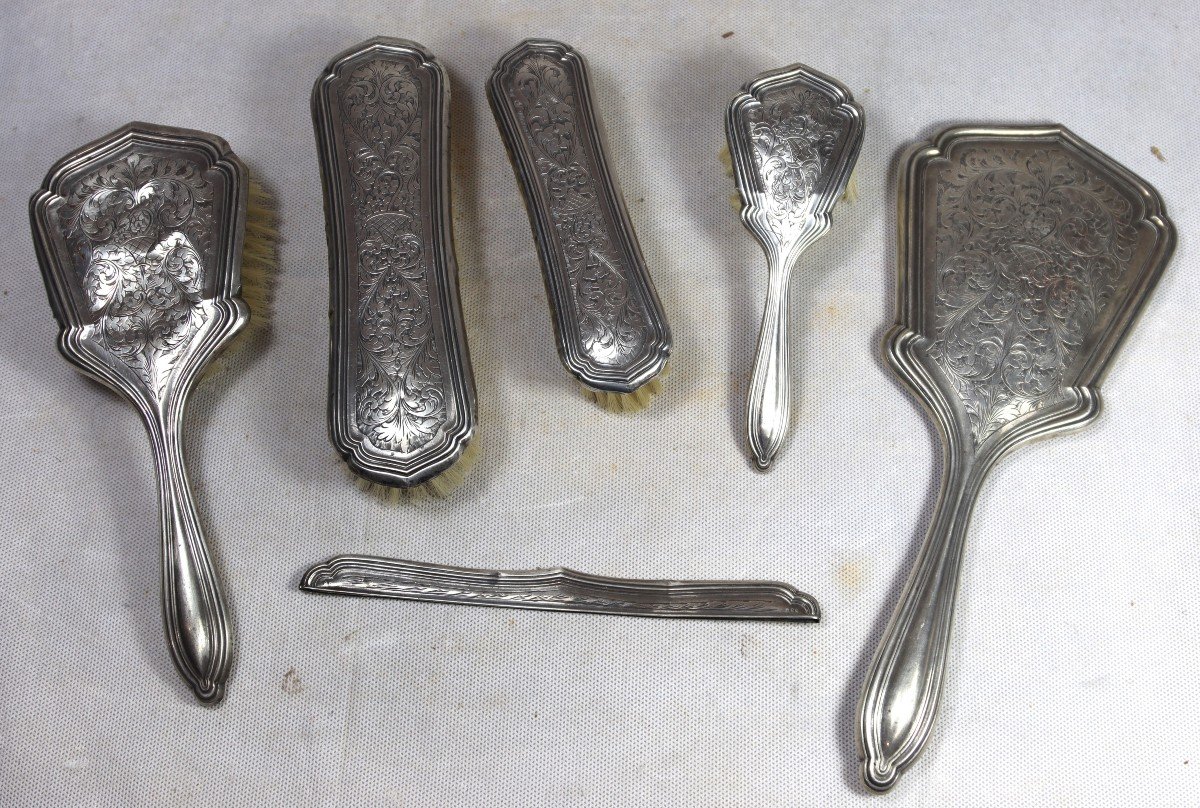 20th Century 6 Piece Silver Toiletry Set 