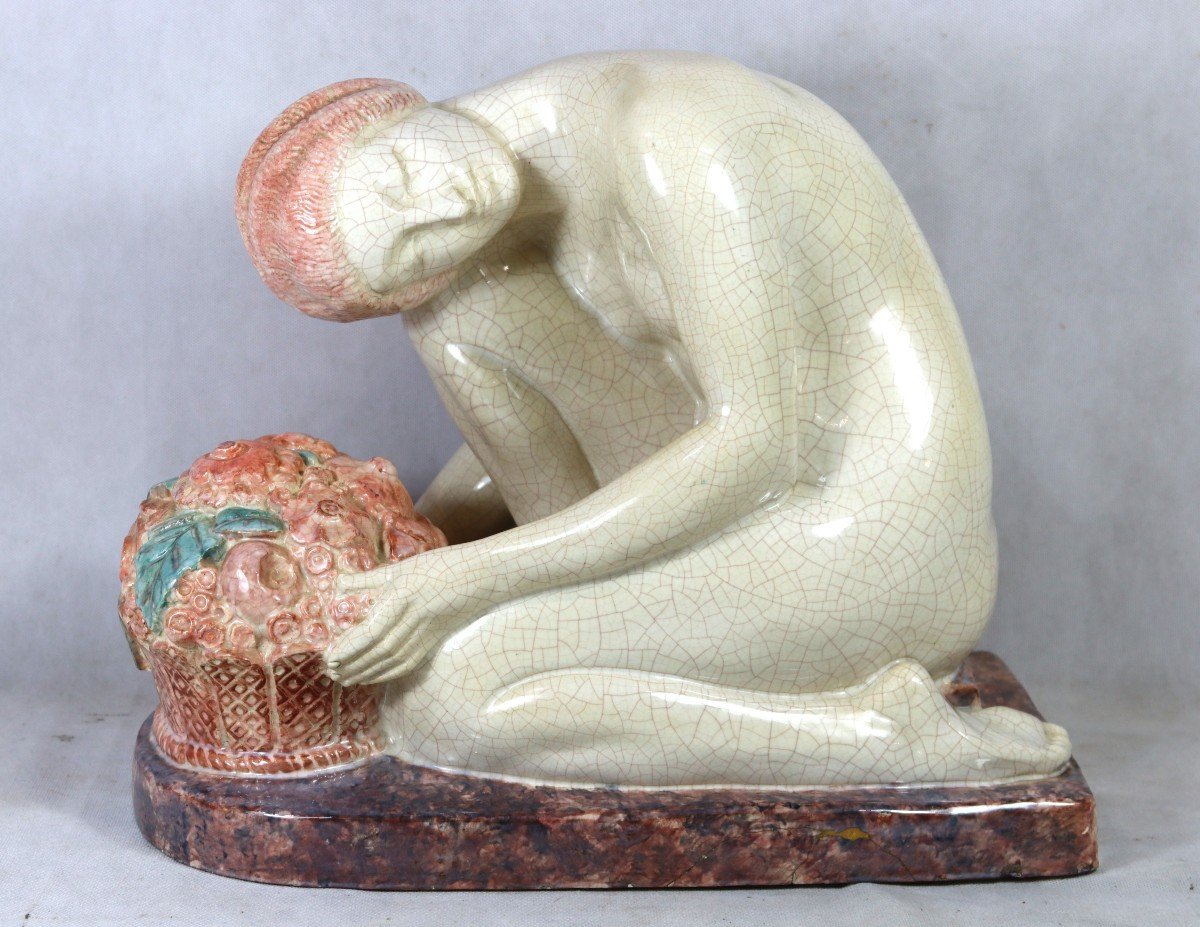 Marcel André Bouraine (1886-1948), Art Deco Earthenware Sculpture, Circa 1920