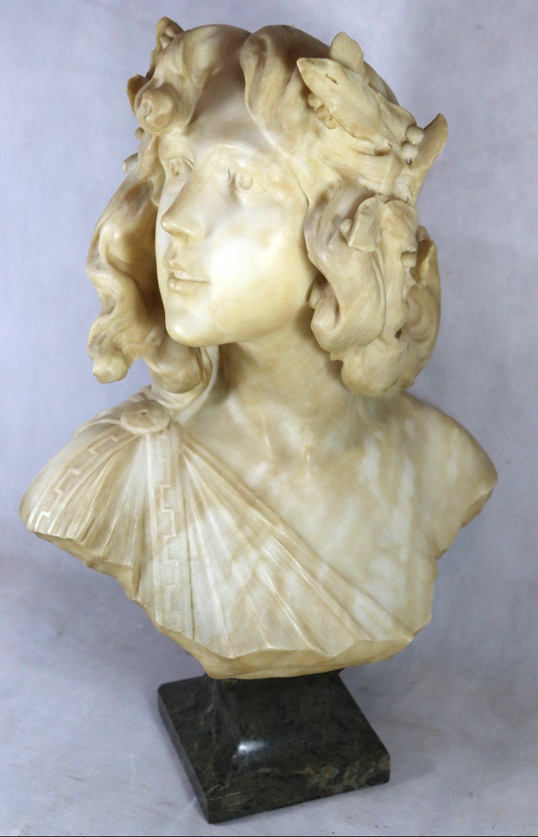 Anonymous Late 19th-early 20th Century. Sculpture "bust Of Woman With Laurel Crown".-photo-3