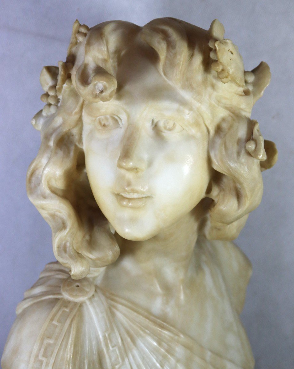 Anonymous Late 19th-early 20th Century. Sculpture "bust Of Woman With Laurel Crown".-photo-4