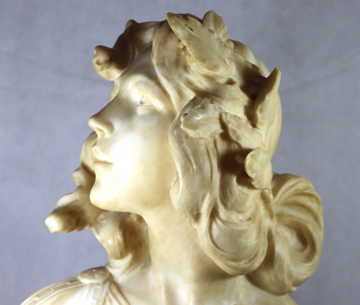 Anonymous Late 19th-early 20th Century. Sculpture "bust Of Woman With Laurel Crown".-photo-4