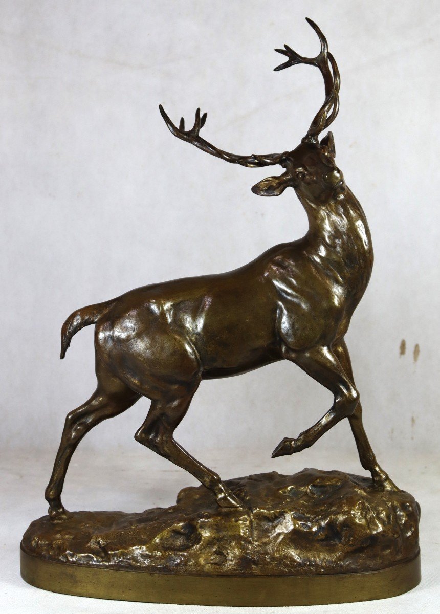 Louis Vidal (1831-1892), Bronze Sculpture "deer", 19th Century