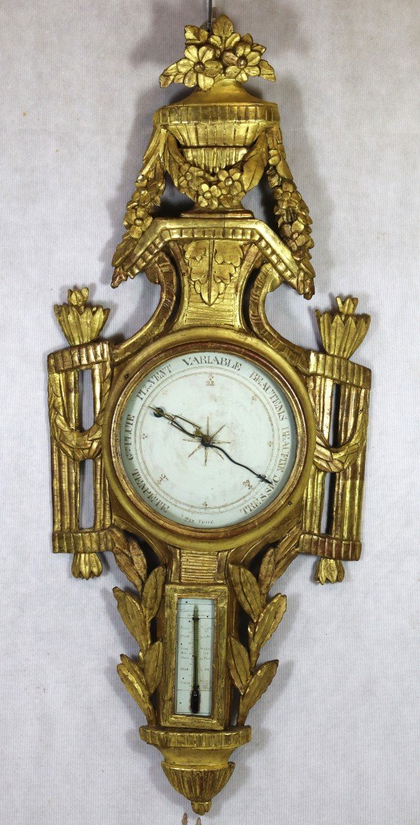 Baromètre d'époque Louis XVI En Bois Doré, XVIIIe