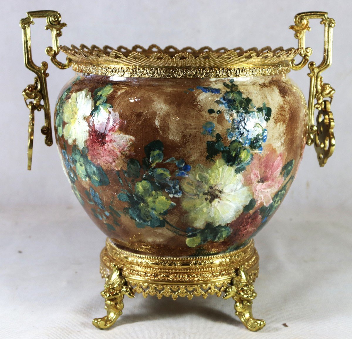 Dominique Grenet Atelier (1821-1885), Impressionist Planter, Signed, 19th Century