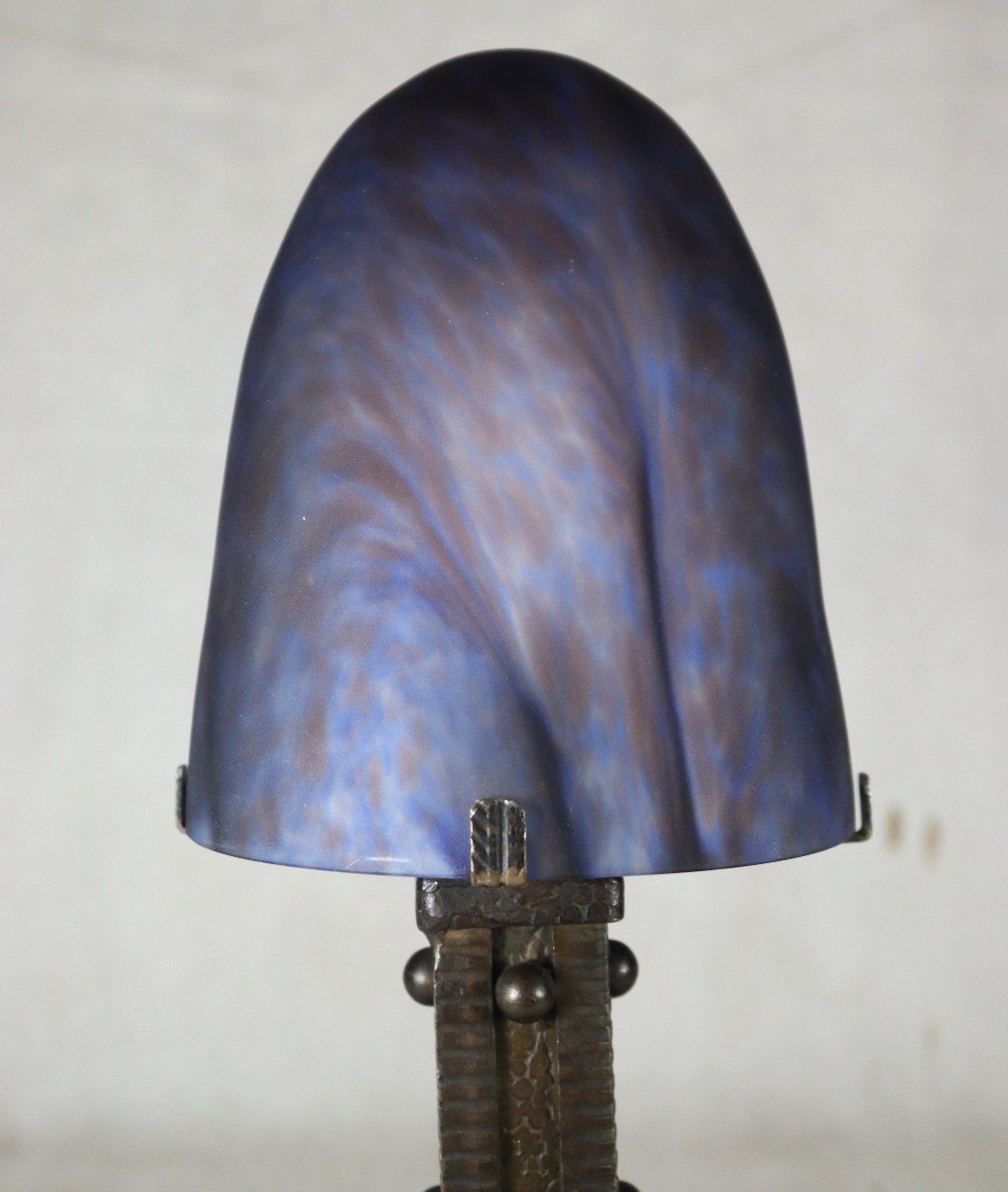 Wrought Iron Mushroom Lamp, Art Deco Circa 1925-photo-4